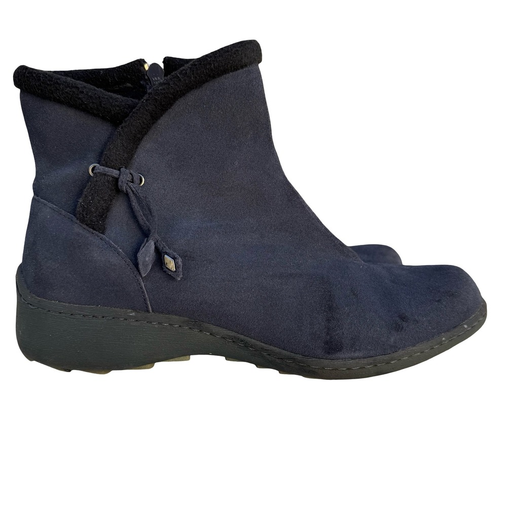 Studio Brilliant Womens Navy Blue Suede Leather Fleece Trim Ankle Boots Size 11M